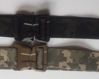 Tactical Belt: 1  1/2 inch Multicam Black or ACU Digital, Cobra Buckle