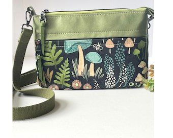 Crossbody Bag Mushroom Print Green