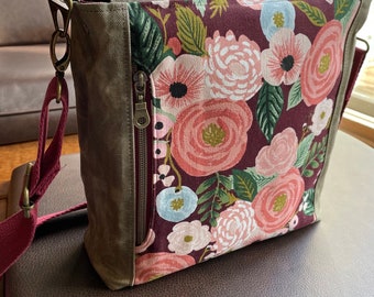 Crossbody, Waxed Canvas, Floral