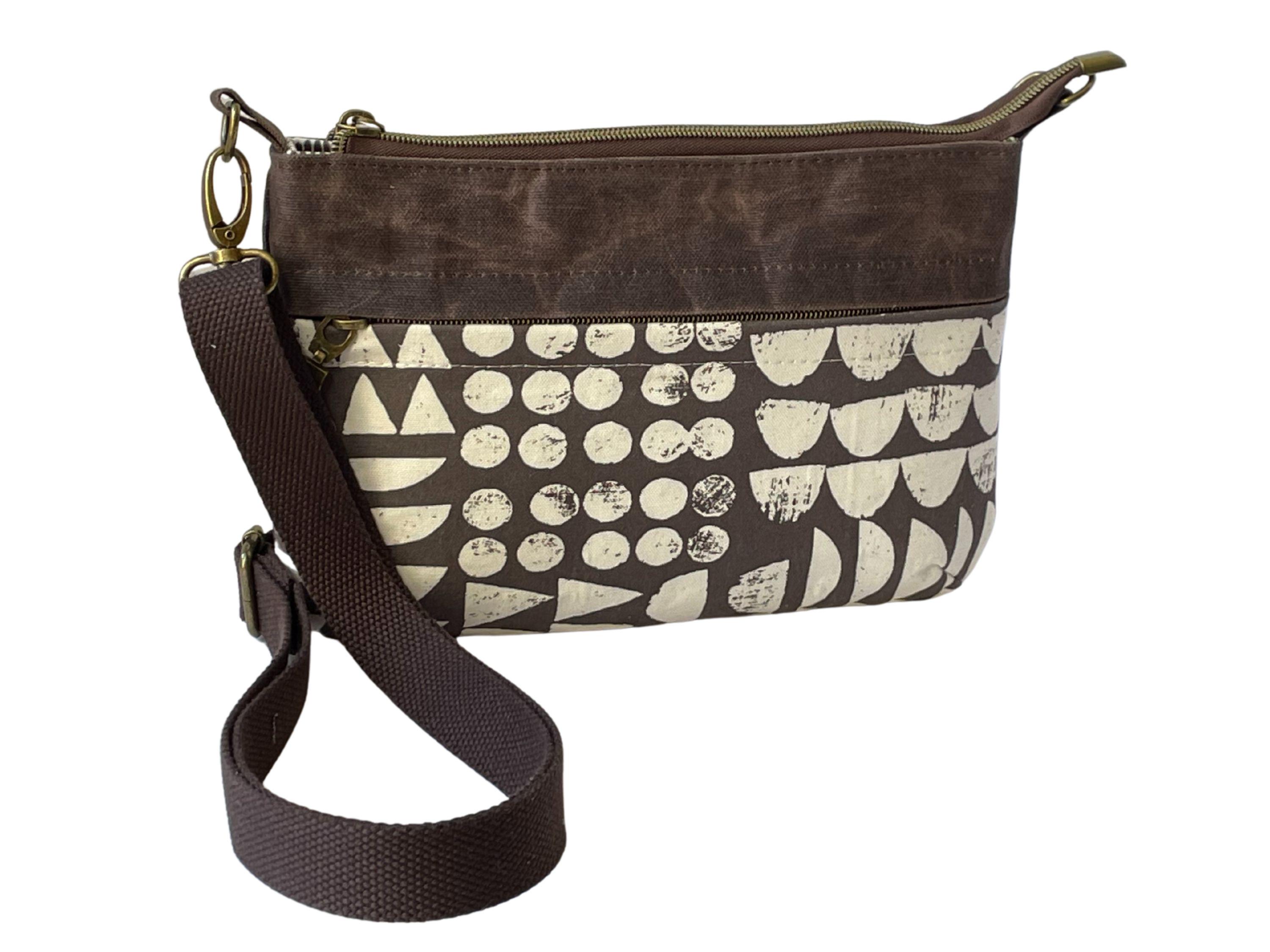 Bolso bandolera pequeño de lona encerada, regalo para amiga, regalo para el Día de la Madre, bolso bandolera minimalista con estampado moderno.