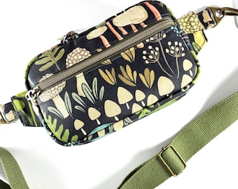 Sling Bag Waist Pack Mushroom Forest Print Summer Fall