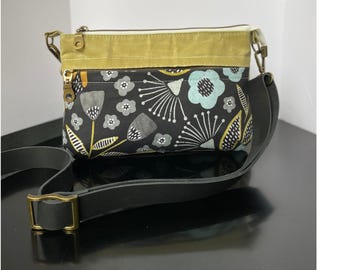 Bolso bandolera de lona encerada con estampado floral, pequeño, ideal como regalo para el Día de la Madre, bolso de verano