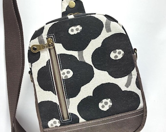 Crossbody Sling Bag Japanese Print Poppies Perfect Size Print Sling Pack Phone Pocket