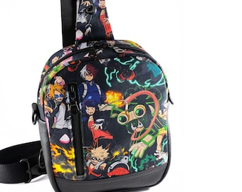 Hero Anime Sling Bag Academic Print Crossbody