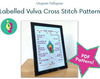 PATTERN, Cross Stitch Pattern, XStitch Pattern, Vulva Art, Feminist Embroidery, Vagina Art, Unique Gift, Feminist Art, Fibre Art