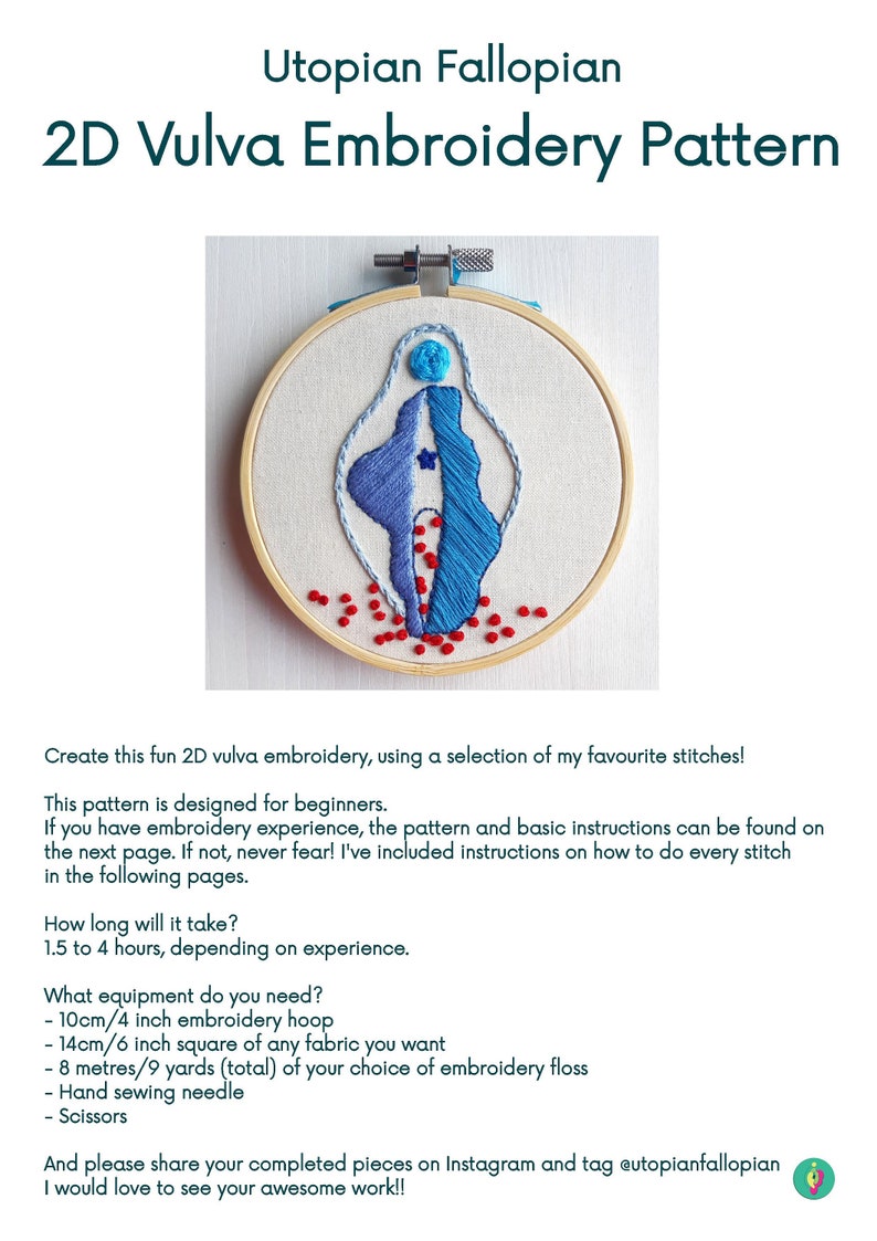 Pattern embroidery pattern vulva art feminist embroidery  etsy