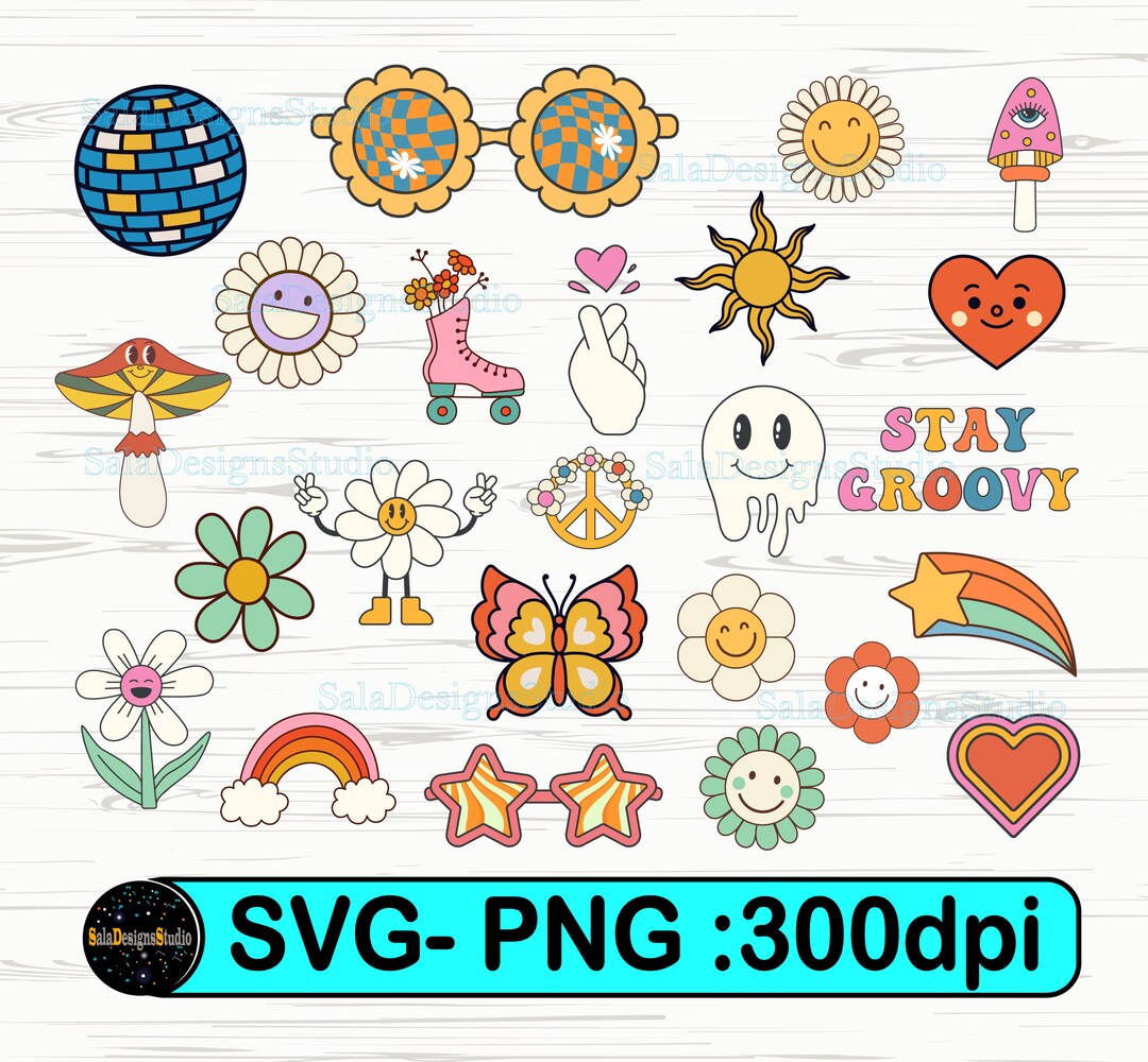 Boho Hippie Svg Png, Hippie Clipart, Boho Flower Svg, Retro Daisy Svg ...