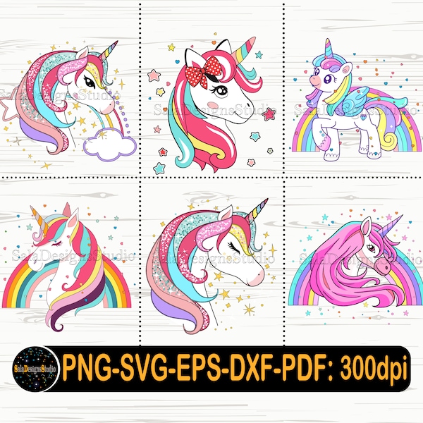 Unicornio SVG Bundle, Magical Unicor svg png, camisa de unicornio svg, Colorful Unicorn Head svg, Glitter Unicorn svg, Horn SVG, Unicorn Rainbow Svg