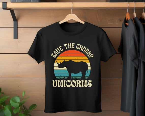 Save The Chubby Unicorns Shirt. Retro Style Rhino T-Shirt Save The Chubby Unicorns Shirt. Retro Style Rhino T-Shirt