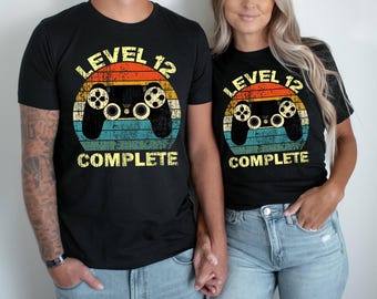 Tshirt unisexe 12e anniversaire de mariage, cadeau 12e anniversaire, 12e anniversaire drôle, chemise complète niveau 12, t-shirt 12e anniversaire de mariage