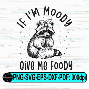 If I'm Moody Give Me Foody Svg Png, Funny Raccoon Svg, Funny Sarcastic Svg, Adult Humor Svg, Snarky Meme Sarcasm Svg, Raccoon Sublimation