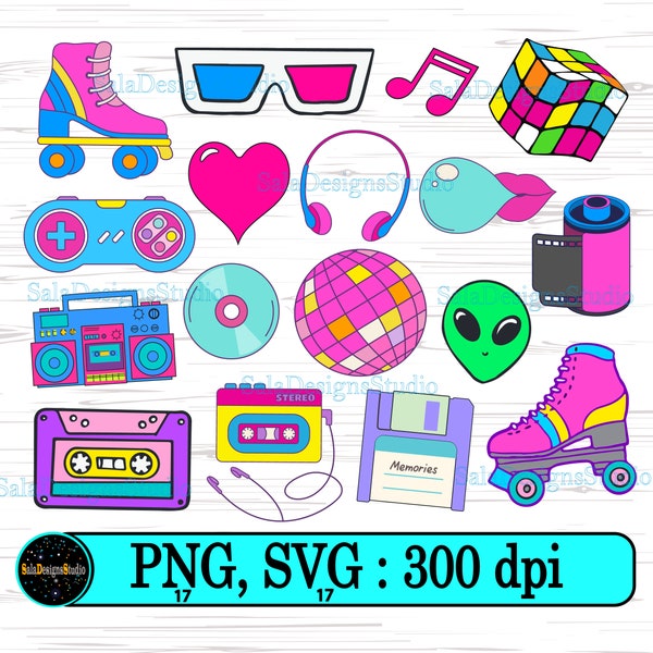 80s 90's Svg Bundle, 90's Party Svg, 90's Clipart, 80s Vibes Svg, Retro 90's Svg, 90's Nostalgia Svg, 1990s Svg, I Love The 80s svg, 90s PNG