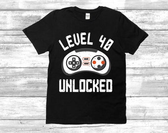 Level 40 Unlocked Unisex T-Shirt, 40th Birthday Gift For Him, 40 Birthday Shirt For Men Women, Custom  Birthday shirt, 1984 Vintage Shirt