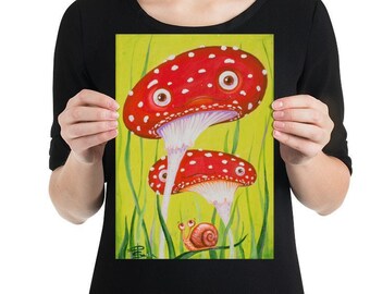 Art Print Wall Decor, Fly Agaric Amanita, poster from the original Handmade illustration by Ukrainian artist Aleksandra Paranchenko
