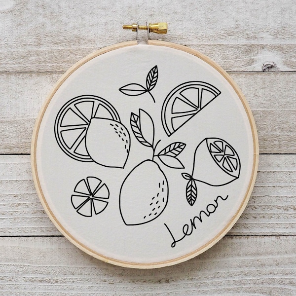 Lemon Embroidery Pattern Lemon Art Embroidery cute lemon Pattern Yellow Hand Embroidery Pattern PDF