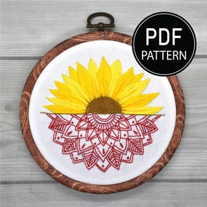 Sunflower Mandala Embroidery Pattern /Mandala Pattern / Hand Embroidery Pattern/embroidery pattern download / Mandala Pattern