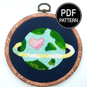 Love Our Earth-Stickerei-Muster Was ist die Erde Tag Stickerei Muster Planet Stickerei Kit Handstickerei Stickmuster Erdstickerei PDF
