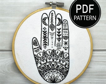 Hamsa Mandala Embroidery Pattern Hamsa Embroidery Pattern Hand Embroidery Pattern Hand Mandala  Embroidery PDF