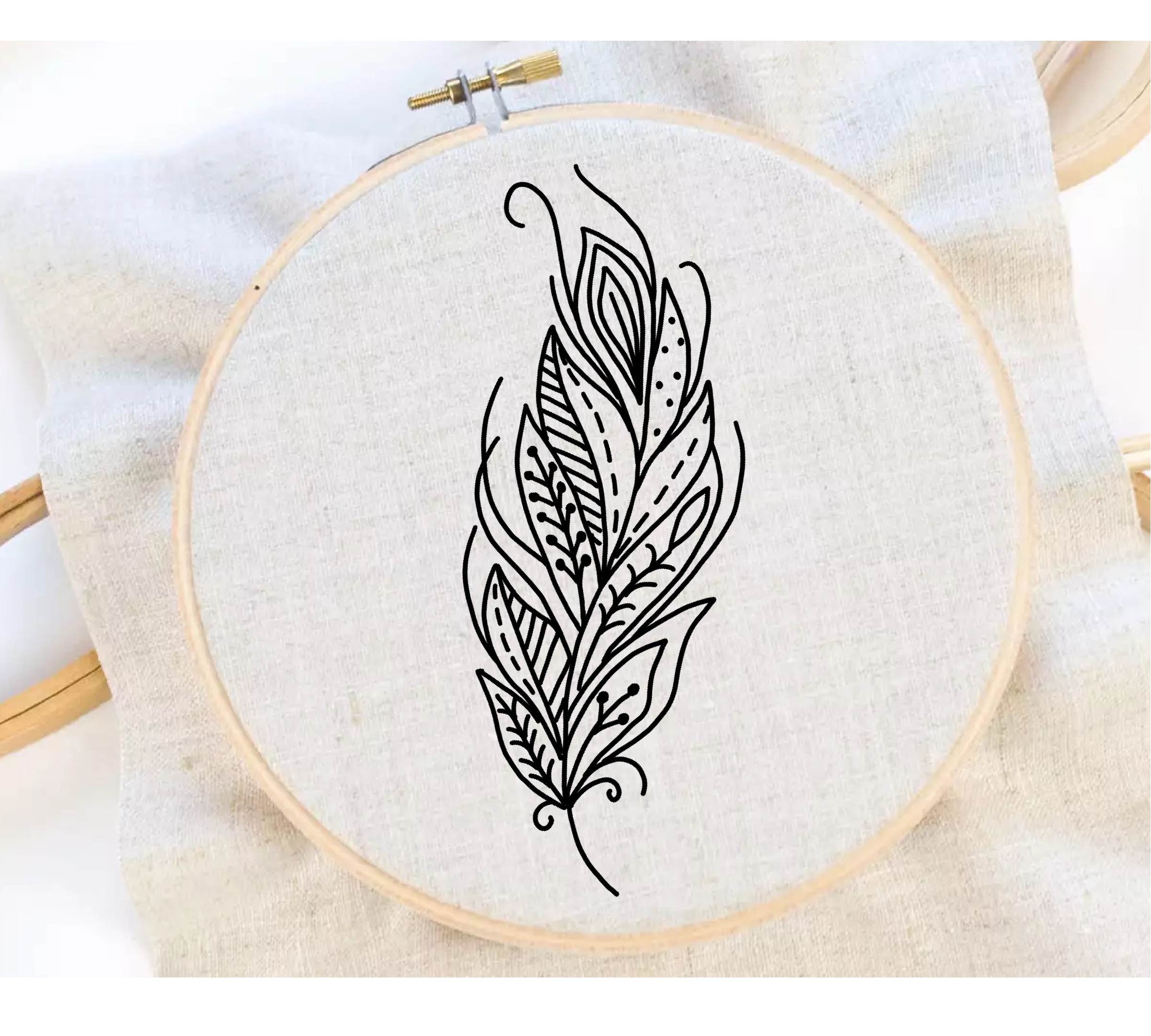 Feathers Embroidery Pattern Feather Art Embroidery Sampler Hand