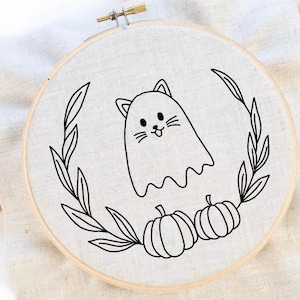 Halloween Cat Embroidery Halloween Embroidery Pattern Pumpkin Embroidery Pattern Download