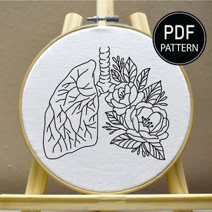 Lung Flower Embroidery Pattern Lung Embroidery Organ Embroidery Pattern Flower Hand Embroidery Pattern Embroidery Pattern Download