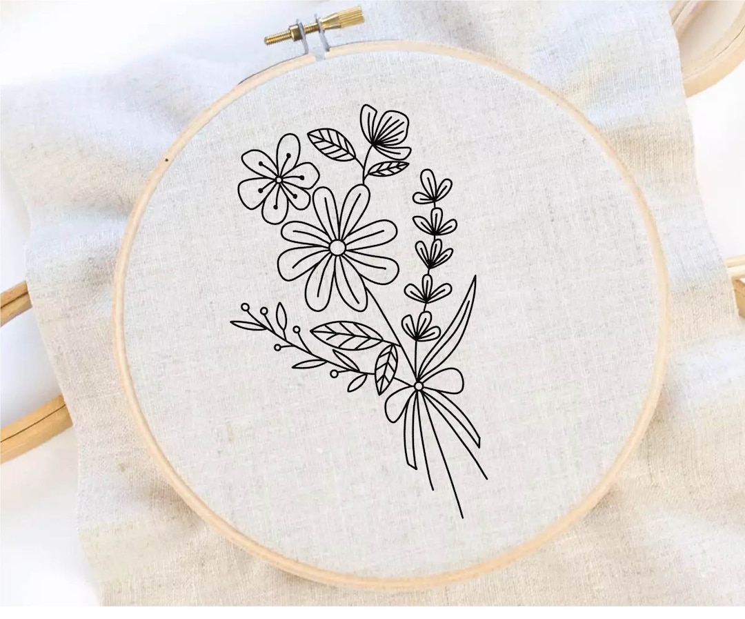 Flower Embroidery Pattern Floral Embroidery Pattern Flower Hoop Art ...