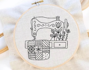Sewing Machine Embroidery Pattern Sewing Fabric Embroidery Sewing Room Embroidery Pattern Vintage Sewing Embroidery PDF Instant Download