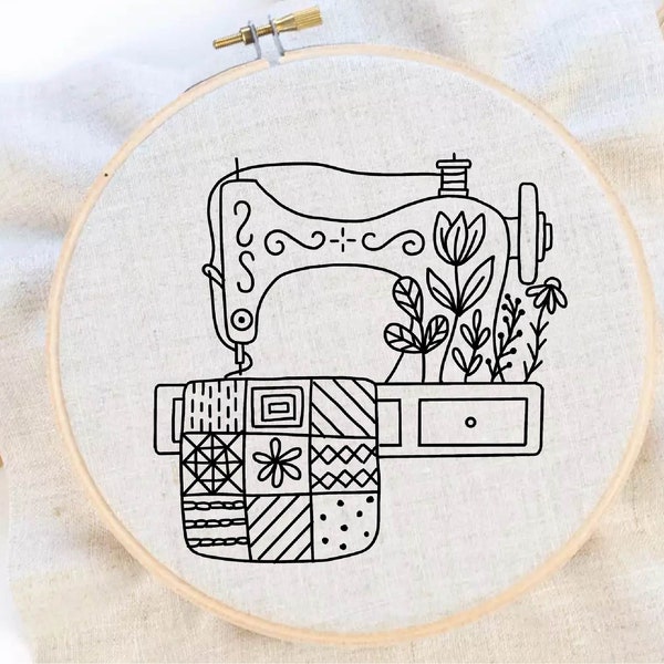 Sewing Machine Embroidery Pattern Sewing Fabric Embroidery Sewing Room Embroidery Pattern Vintage Sewing Embroidery PDF Instant Download