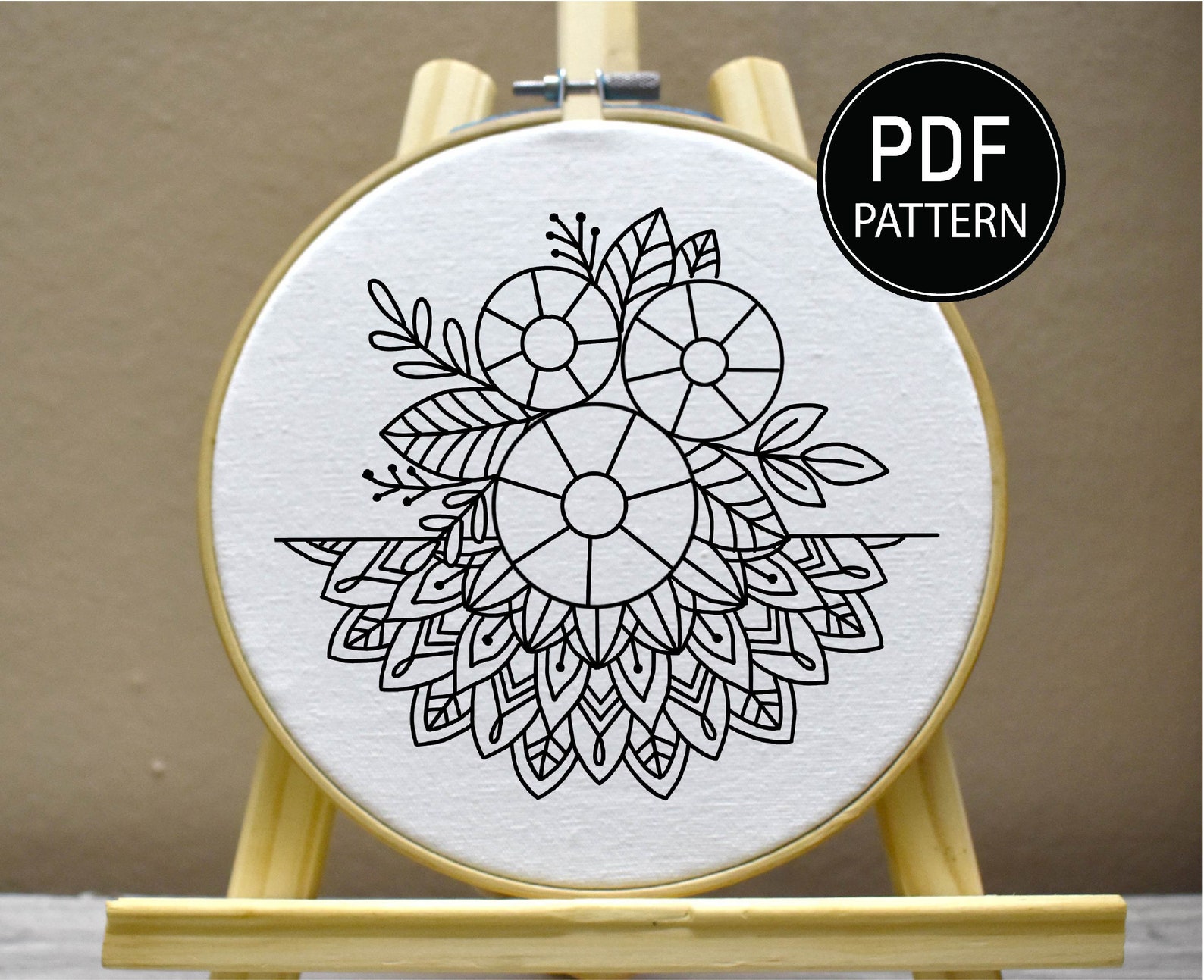 Mandala Flower Embroidery Pattern Mandala Hand Embroidery Roses and