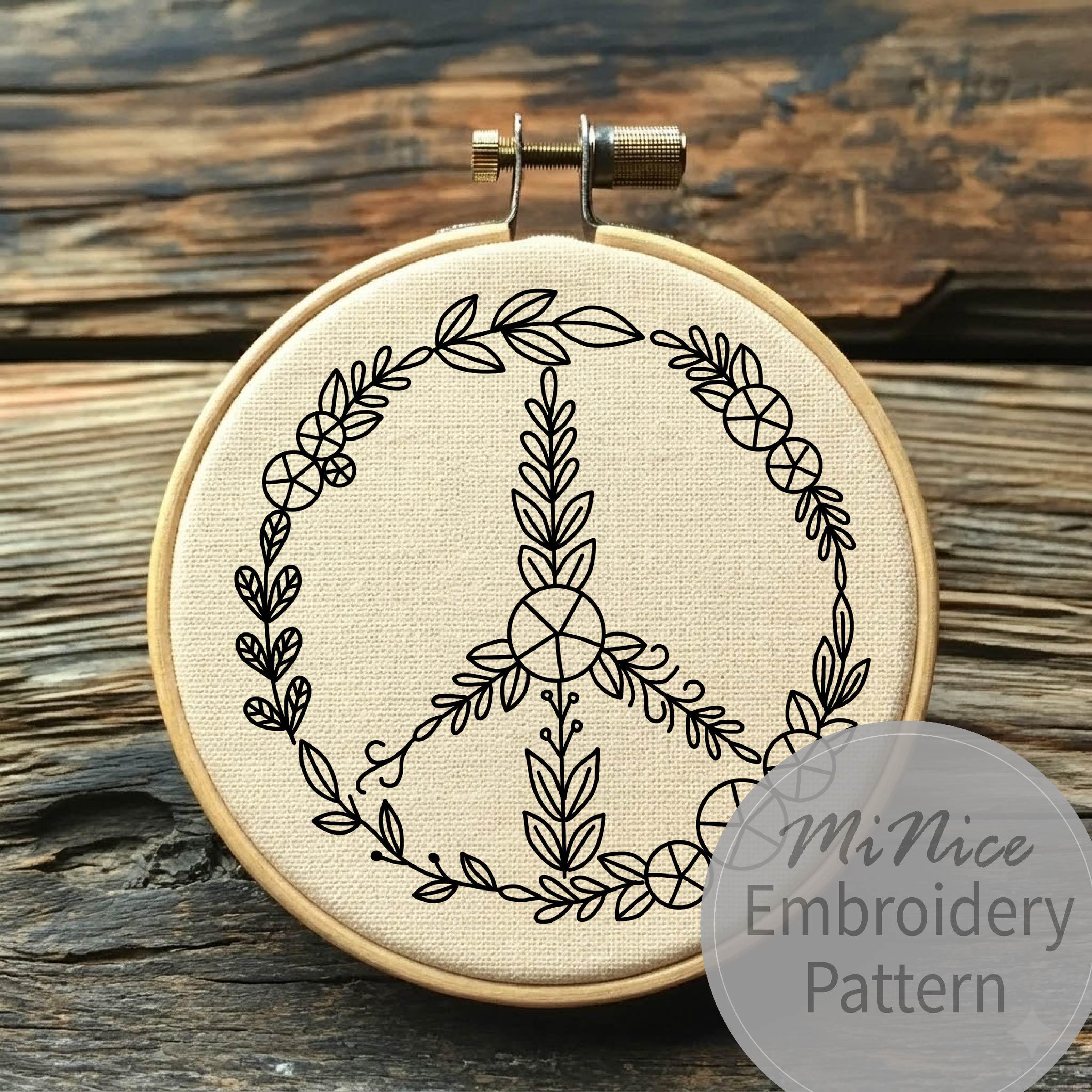 Peace Embroidery Pattern Peace Flower Embroidery Pattern Rose