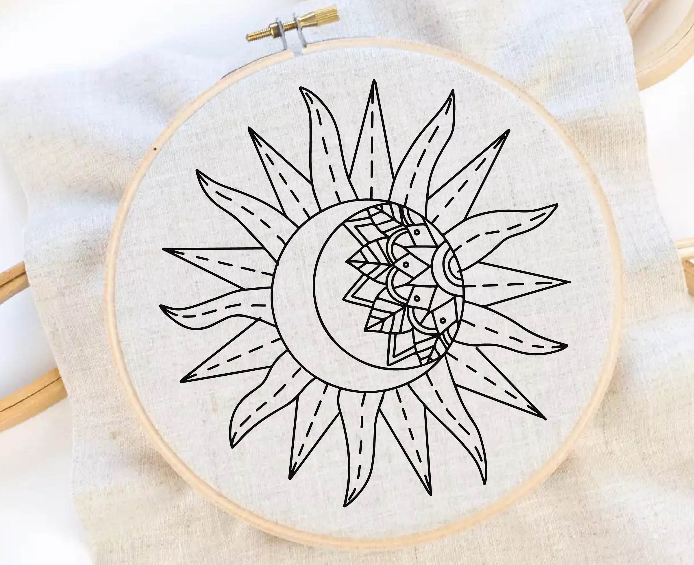 Sun Moon Mandala Embroidery Pattern Sun Embroidery Mandala Pattern Sunny Embroidery Pattern Sunshine Embroidery PDF