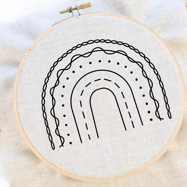 Rainbow Embroidery Pattern Boho Embroidery Boho Rainbow Hand Embroidery Pattern PDF Instant Download