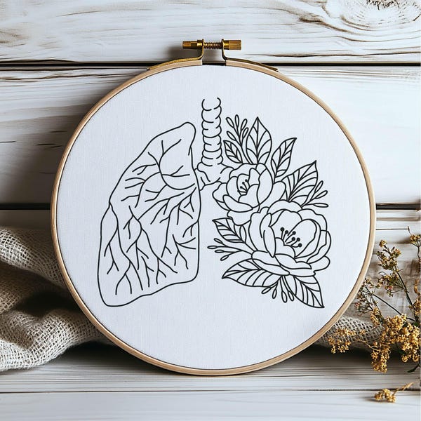 Lung Flower Embroidery Pattern Lung Embroidery Organ Embroidery Pattern Flower Hand Embroidery Pattern Embroidery Pattern Download