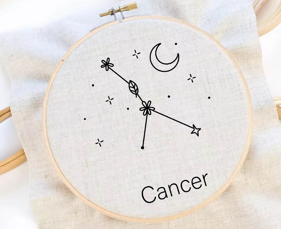 Cancer Embroidery Pattern Zodiac Embroidery Flower Zodiac Sign Hand ...