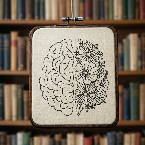 Brain Flower Embroidery Pattern Brain Embroidery Organ Embroidery Pattern Flower Hand Embroidery Pattern Embroidery PDF