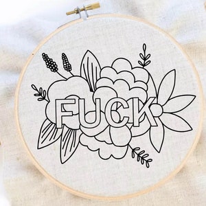 Motif de broderie de fleurs F*uk -FUCK Patten Broderie Motif de broderie de fleurs F*ck Pattern Broderie moderne Motif de broderie à télécharger
