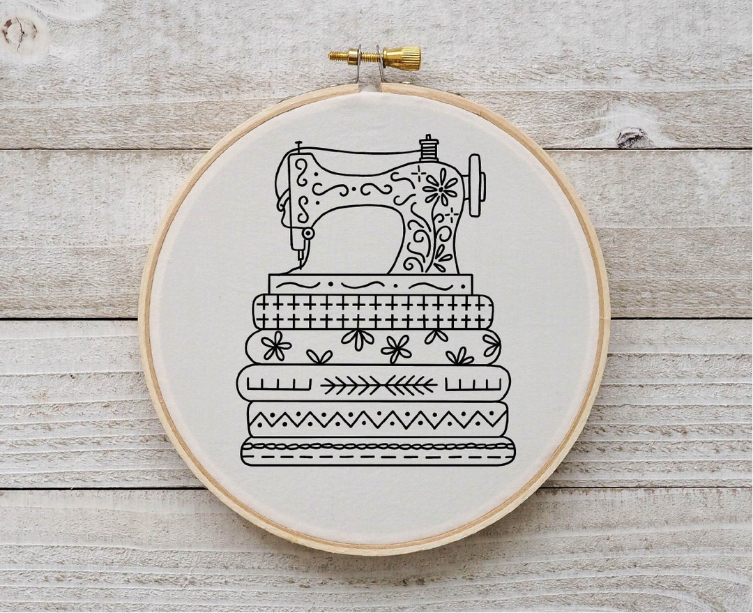 Sewing Machine Embroidery Pattern Stacks of Fabric Embroidery Sewing