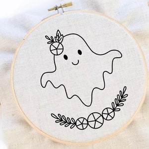 Halloween Ghost Embroidery Halloween Embroidery Flower Embroidery Pattern Cute Ghost Embroidery Pattern Download