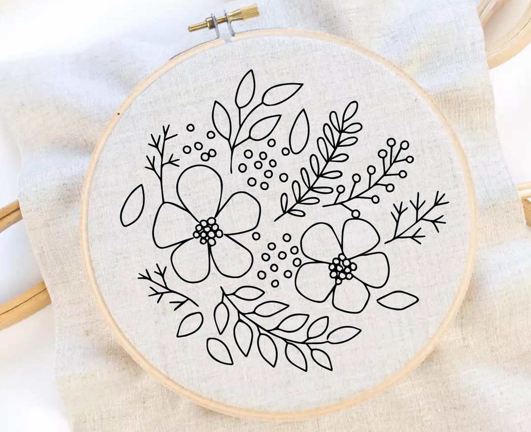 Flower Embroidery Pattern Floral Embroidery Pattern Flower Hoop Flower ...