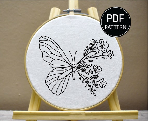 2色の刺繍糸で楽しむ花と蝶の刺繍図案* ステップ7 〜蝶の刺繍4