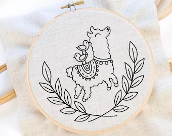 Llama Embroidery Pattern Alphaca Embroidery Pattern Boho Hand Embroidery Pattern Woodland Embroidery Pattern Instant Download