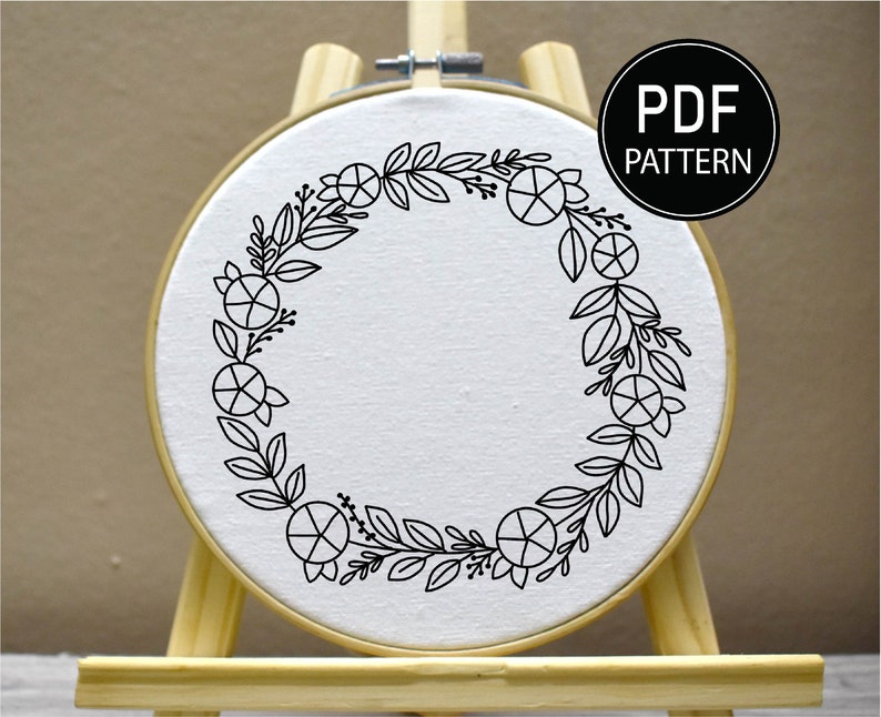 Flower Wreath Embroidery Pattern Flower Pattern Hand Embroidery Pattern ...