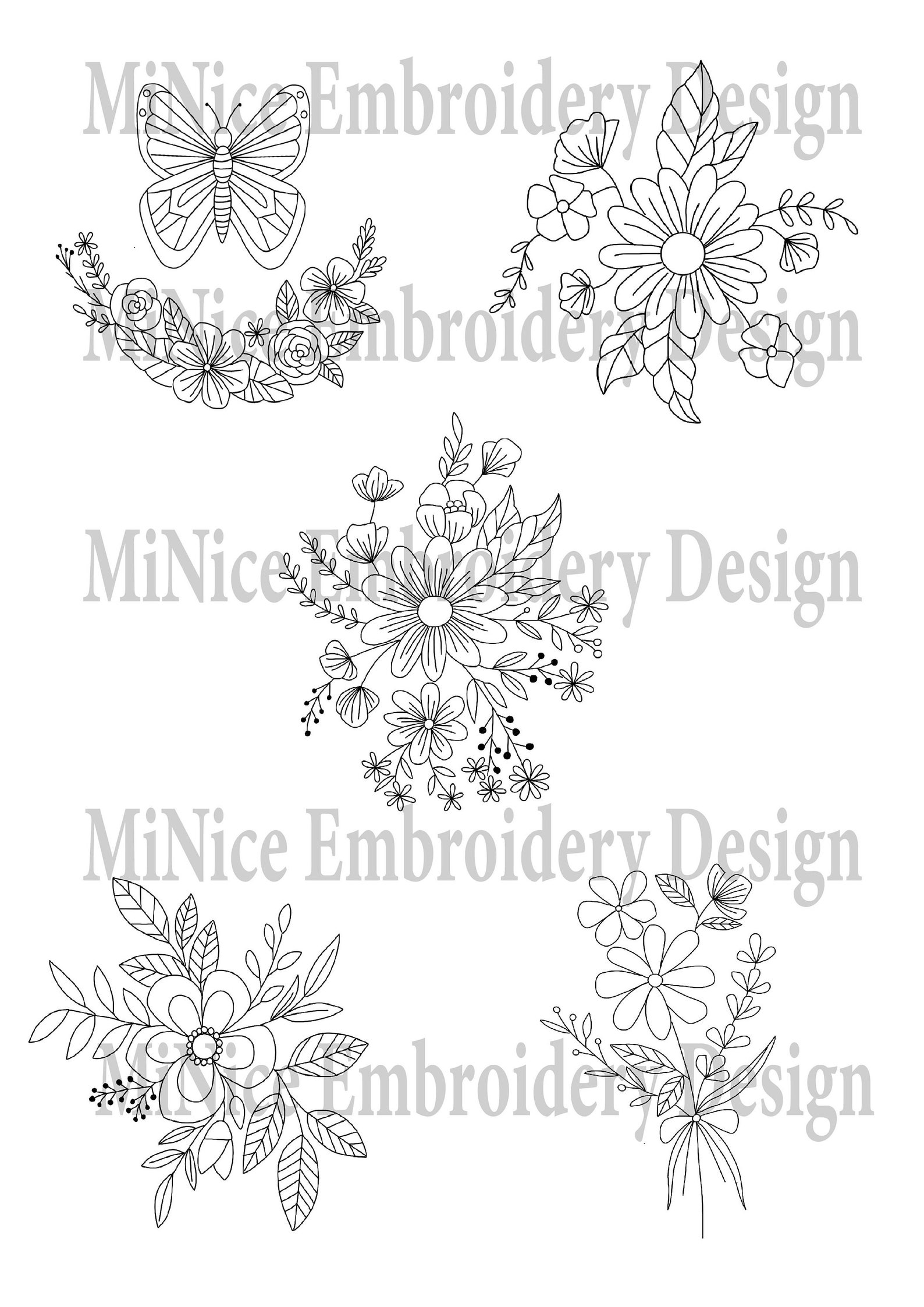 Bundle Set of Hand Embroidery Pattern Design Embroidery Set Etsy