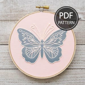花と蝶の刺繍アート 2色の刺繍糸で楽しむ花と蝶の刺繍図案🌼🦋 有料ダウンロード