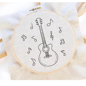 Guitar Embroidery Pattern Music Embroidery Musical Instrument ...