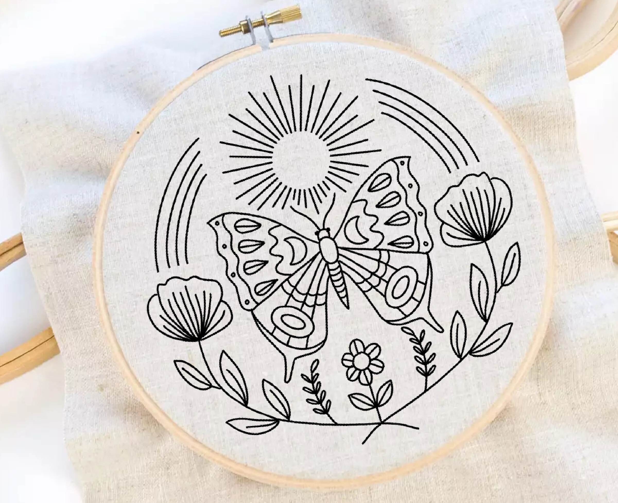 Butterfly Flower Embroidery Pattern Folk Art Embroidery Pattern Insect Embroidery  Butterfly Hand Embroidery Sunshine Pattern Embroidery PDF -  Canada