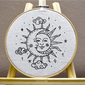 Sun Moon Embroidery Pattern Moon Embroidery Celestial Embroidery Pattern Cloud Hand Embroidery Pattern Sunny Embroidery Pattern Download