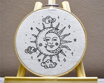 Sun Moon Embroidery Pattern Moon Embroidery Celestial Embroidery Pattern Cloud Hand Embroidery Pattern Sunny Embroidery Pattern Download