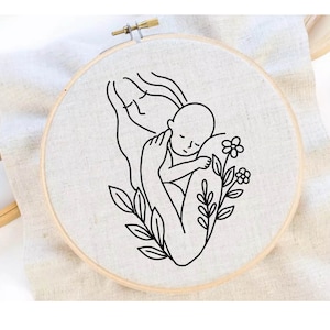 Patrón de bordado "Amor de Madre" Patrón de bordado "Día de la Madre" Mamá y Bebé Descarga instantánea en PDF