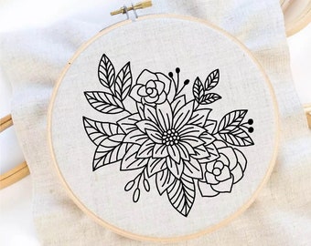 Flower Embroidery Pattern Bouquet Embroidery Floral Embroidery Pattern Flower Hand Embroidery PDF Instant Download